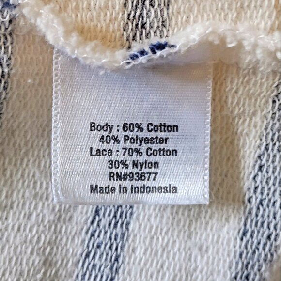 a.n.a Knit Top Multicolor Womens Size Large Striped Lace Short Sleeves - Picture 6 of 7